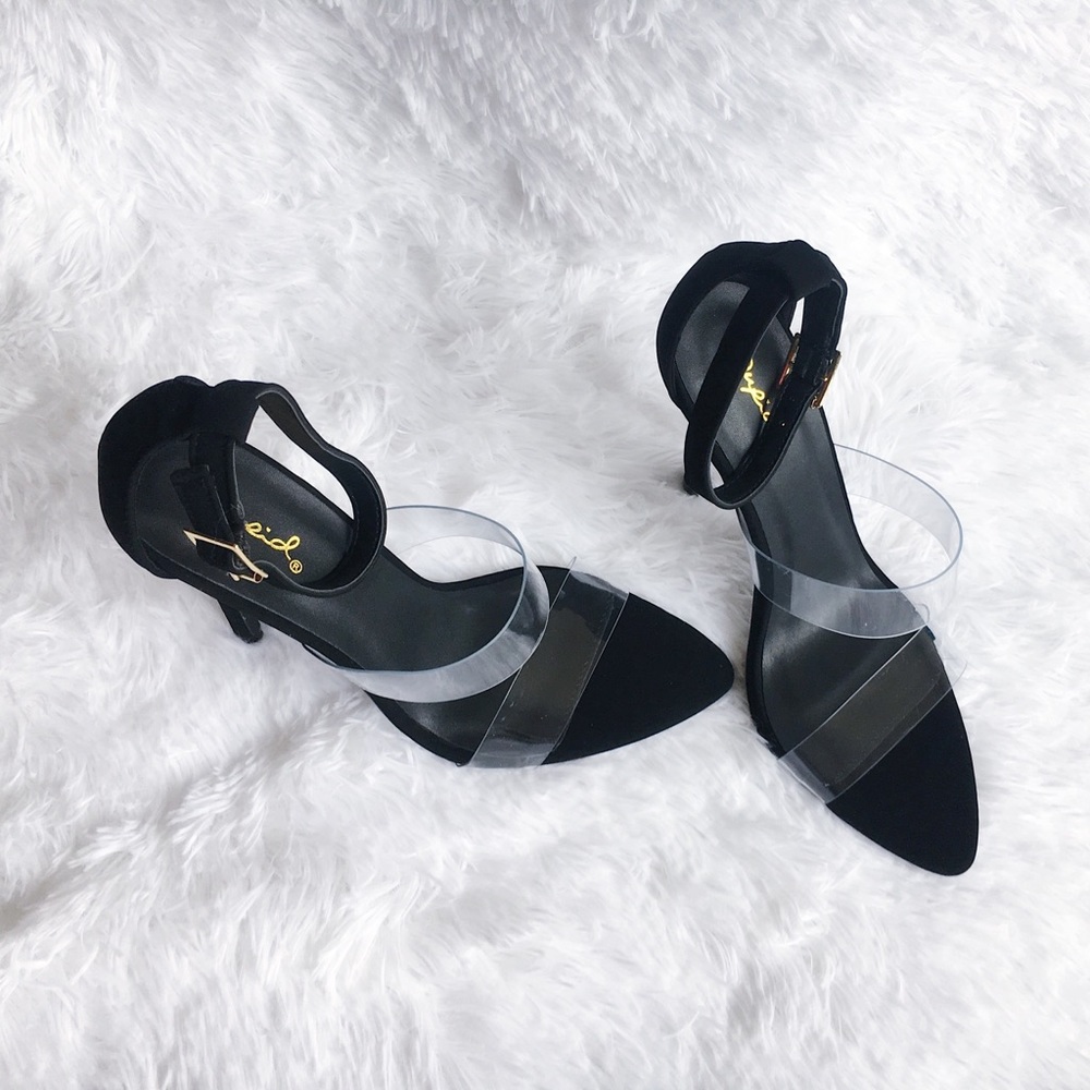 Black heels with clear straps